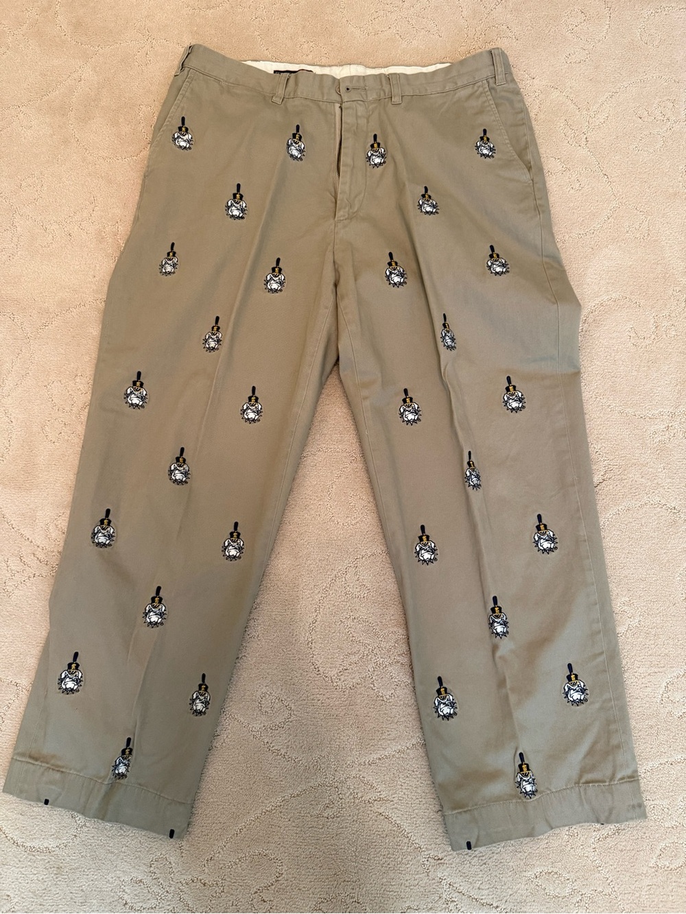 Pennington & Bailes Khaki Chinos with Citadel Embroidered Motifs